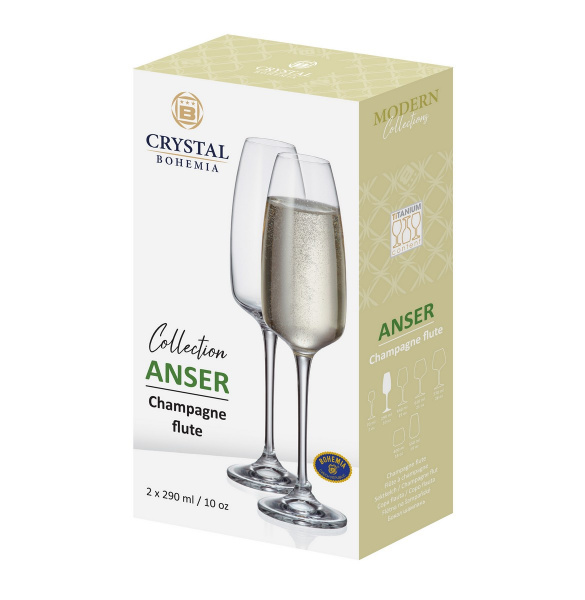 Купить Рюмка для шампанского "ANSER", 290 мл (набор 2 шт.) упаковка 2 шт.