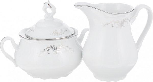 Купить Кофейный сервиз 6/9; "Constance", декор "Серый орнамент, отводка платина"